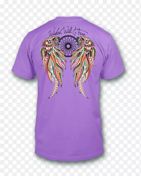 T恤袖外装字体-紫色羽毛