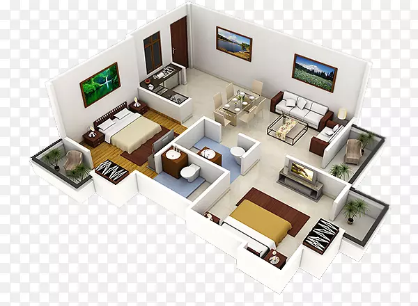 三维平面图室内设计服务房屋平面图-房屋