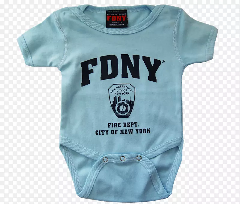 纽约消防局袖子婴儿和幼童单件T恤-水彩海军