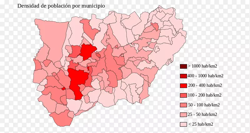 Jaén人口密度图-poblacion