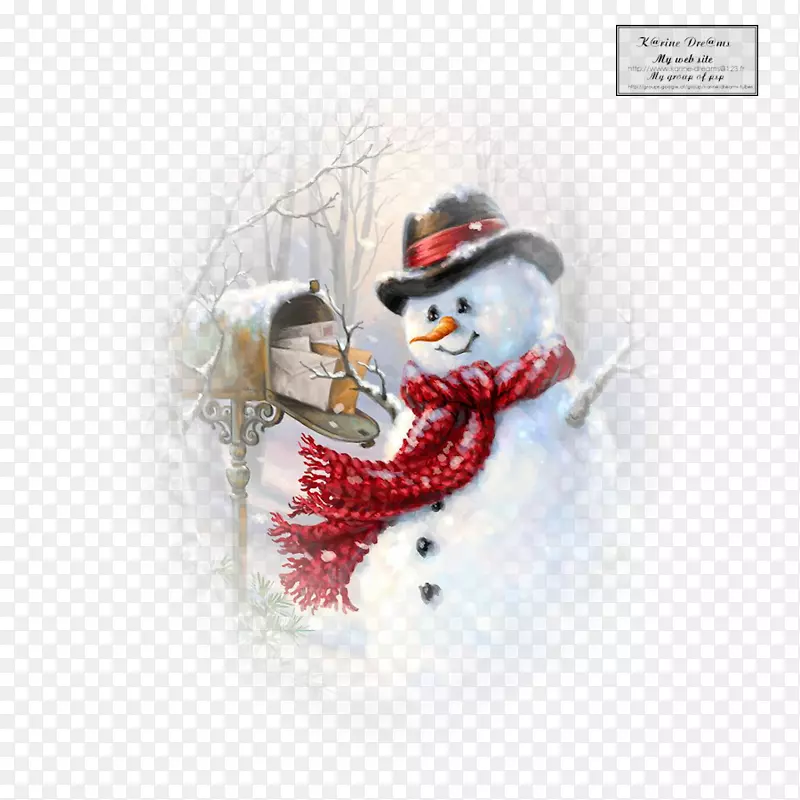 雪人圣诞老人艺术画-雪人