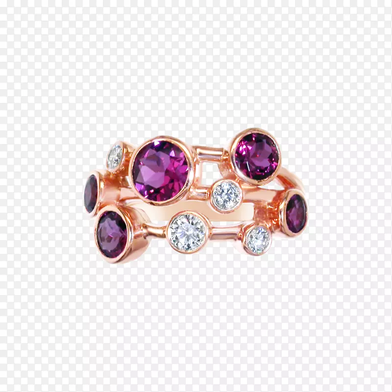 紫水晶宝石首饰银紫红色戒指