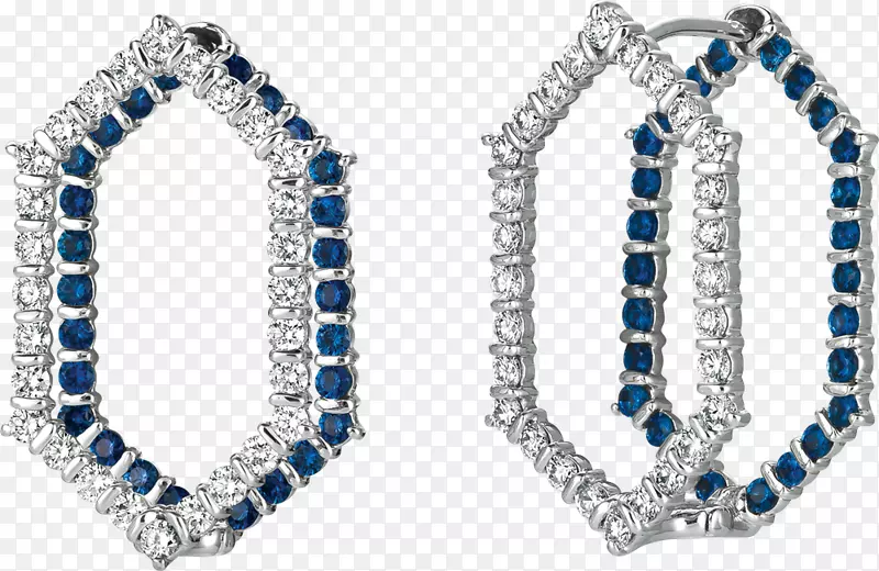 蓝宝石耳环钻石珠宝宝石蓝宝石