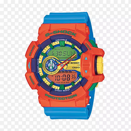 G-冲击表橙色防水标记蓝色手表