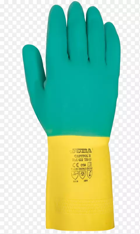 橡胶手套个人防护设备黄色衬里-朱巴