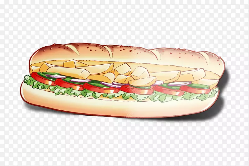 海底三明治热狗设计家庭火腿和奶酪三明治-热狗