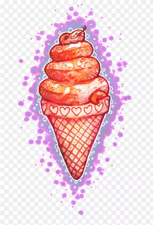 冰淇淋锥草莓冰淇淋