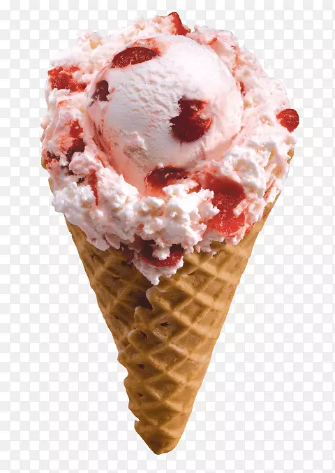 冰淇淋圆锥形冷冻酸奶华夫饼冰淇淋