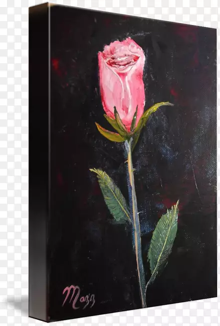 花园玫瑰画艺术静物水彩画杆