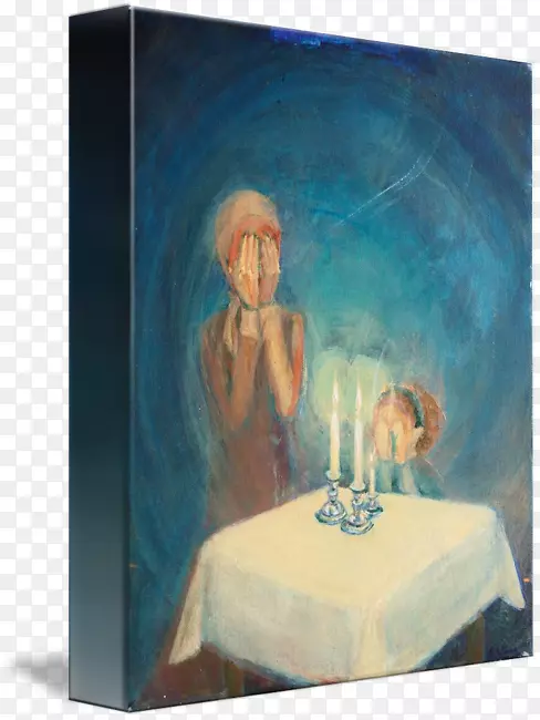 水彩画现代艺术丙烯酸涂料静物-香波蜡烛