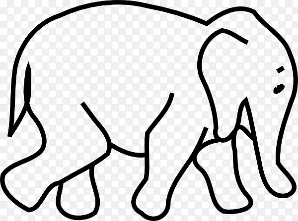 大象黑白绘画剪贴画-大象黑白