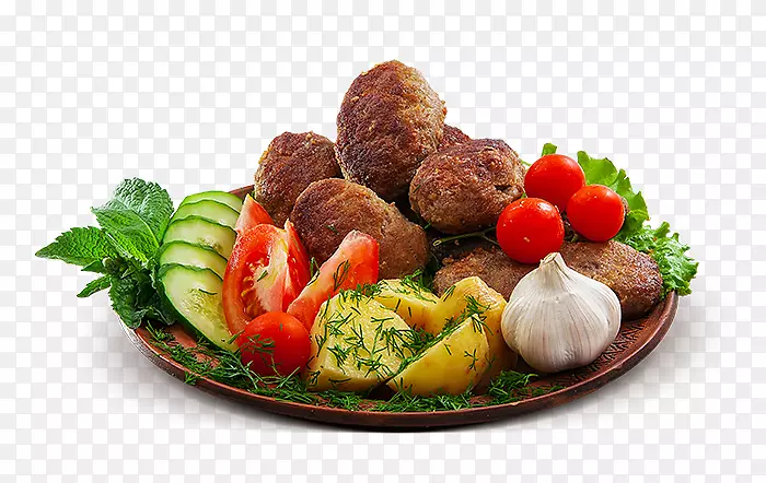 法拉菲尔，中东料理，炸薯条，科夫塔肉丸-еда