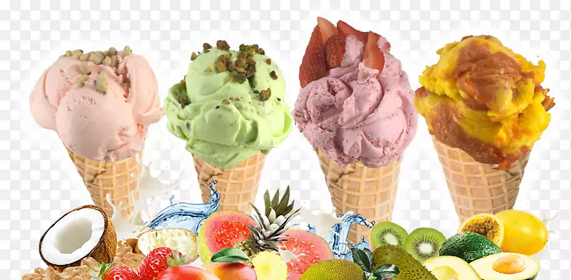 冰冰淇淋圆锥体圣代冷冻酸奶冰淇淋