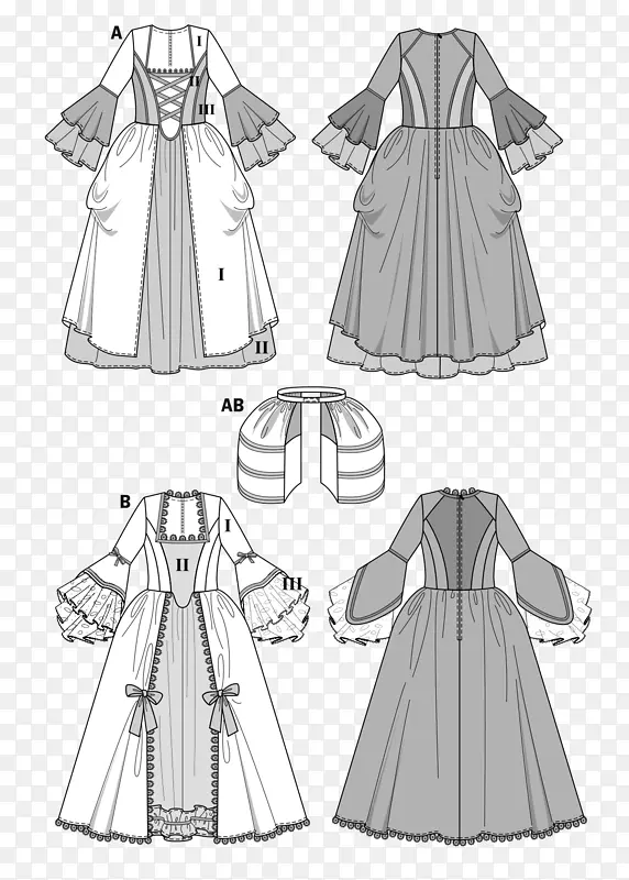 中世纪服饰布尔达风格服装图案-缝纫图案