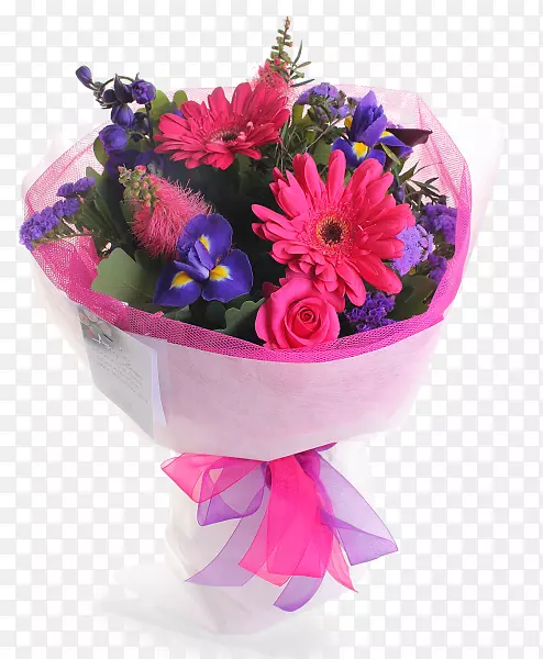 花型设计切花花束花盆粉红色和紫色花