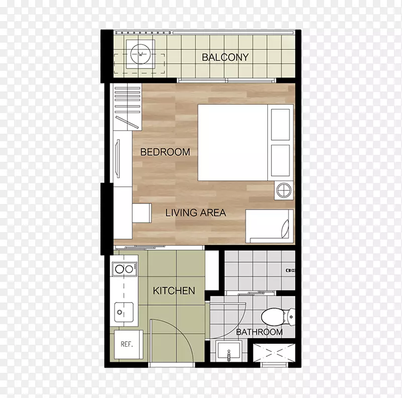 ลากาซิตาหัวหิน：拉卡西塔华欣公寓共管公寓海滩建筑-客厅计划