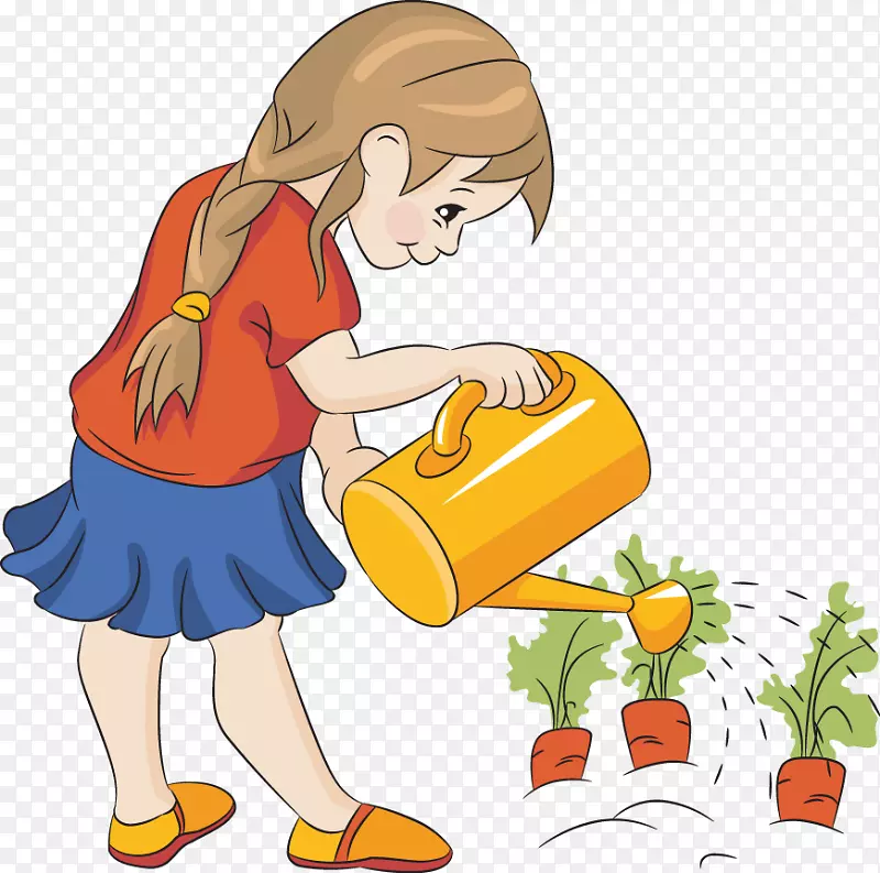 浇水罐花园剪贴画-儿童园艺