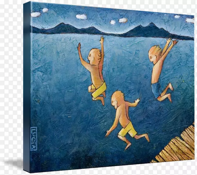 画展包画框画布艺术儿童跳水