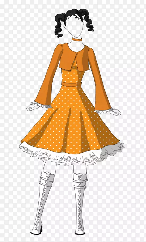 礼服服装设计-橙色连衣裙