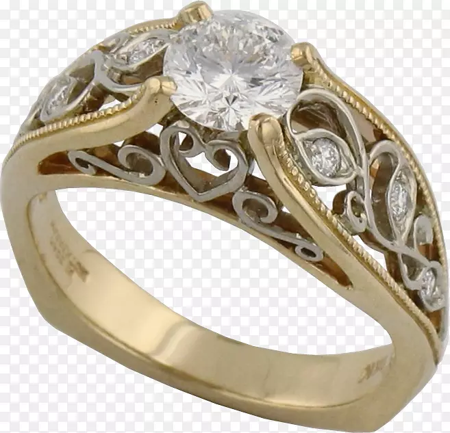 银结婚戒指金体珠宝银