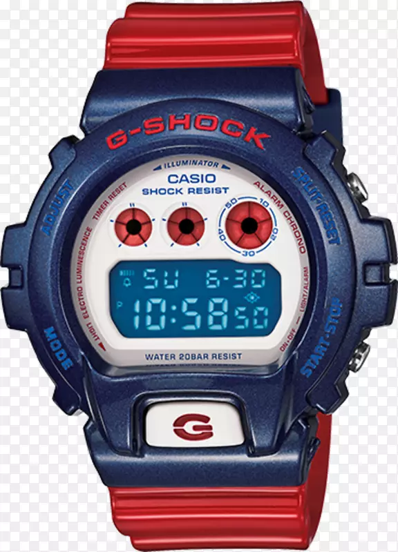 G-冲击卡西欧手表防水标志红表