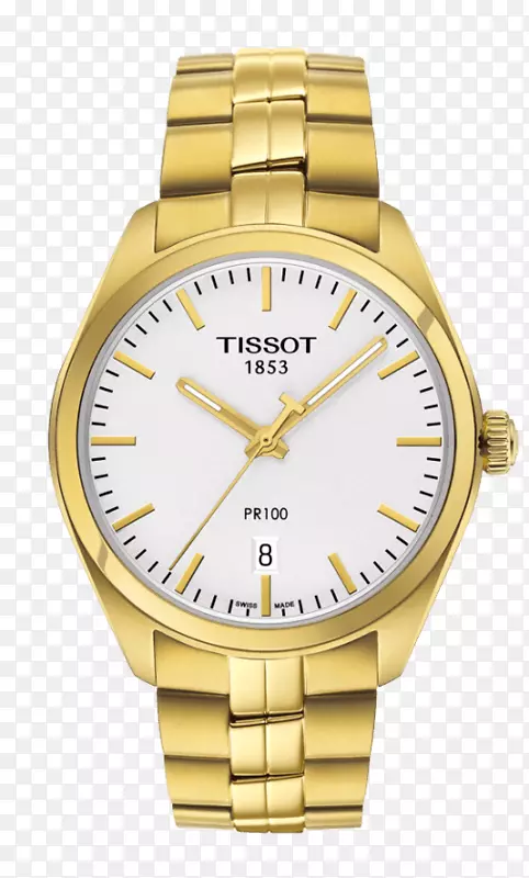 Tissot Pr 100计时表金手镯-表
