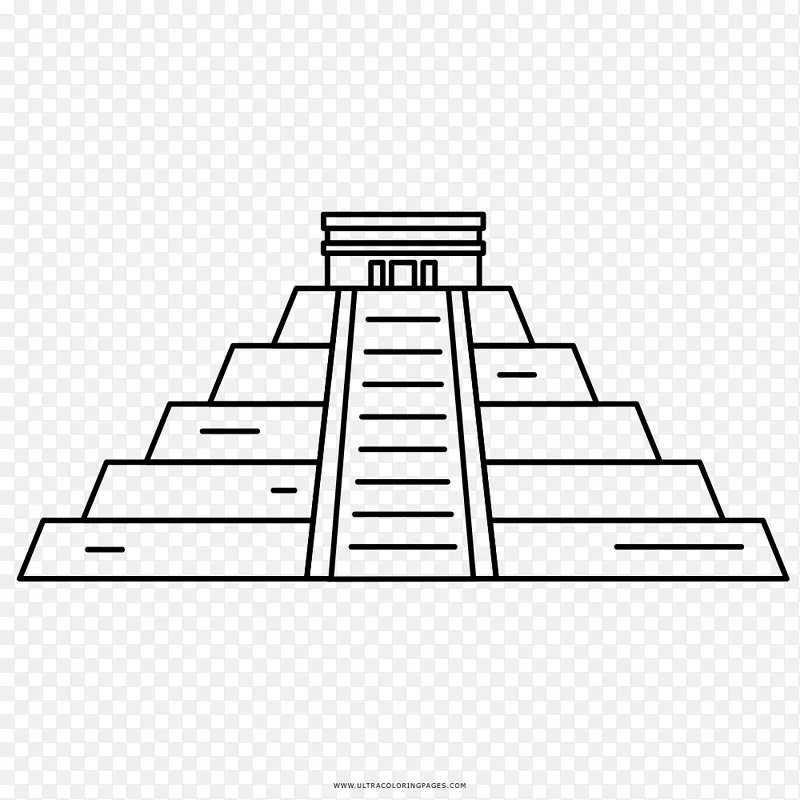 El Castillo，Chichen Itza中美洲金字塔绘制玛雅文明着色书-金字塔