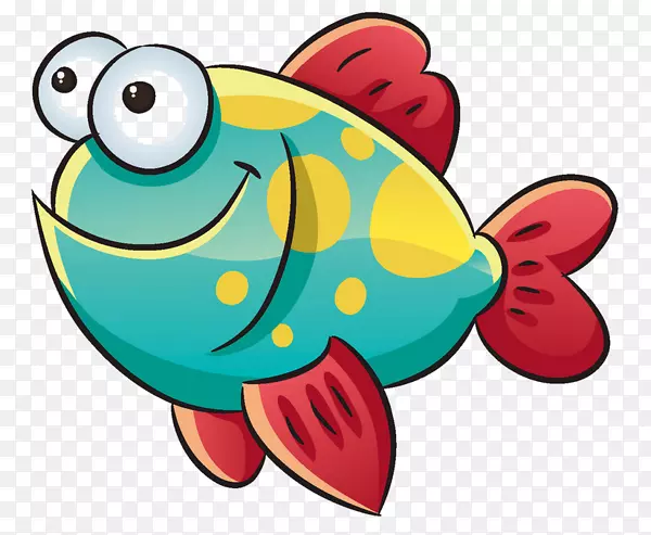 绘制卡通水生动物鱼类剪贴画-鱼