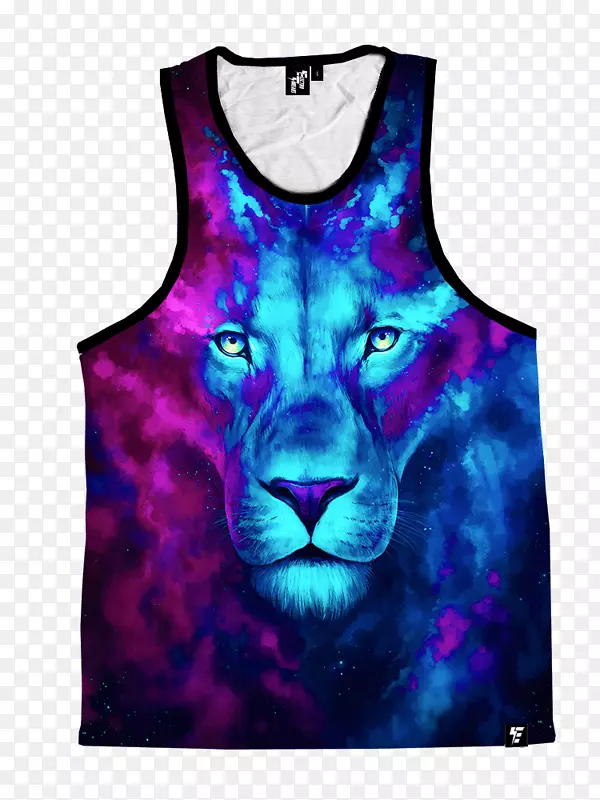 狮子艺术猫水彩画服装-狮子