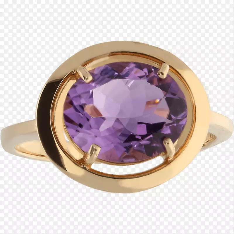 紫水晶耳环金宝石戒指