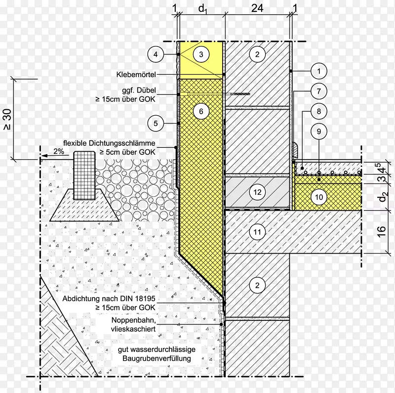 建筑砌体单板DIN 18195平面图技术制图