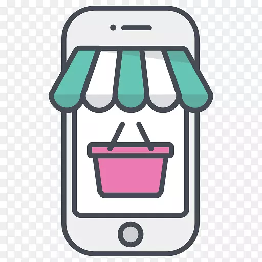 网上购物-电子商务、电脑图标、移动购物-iphone