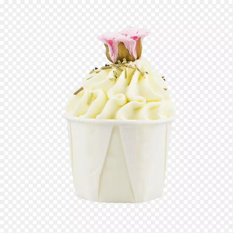 圣代冰淇淋锥，纸杯蛋糕，奶油-苹果花