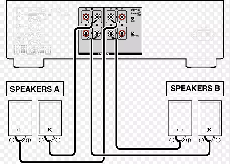 双配线系列并行电路接线图扬声器双安培和三安培环绕声