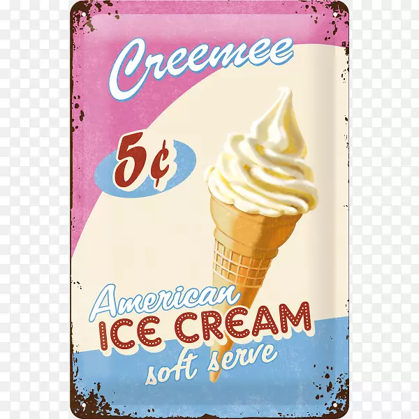 冰淇淋圆锥形海报旧式广告-冰淇淋