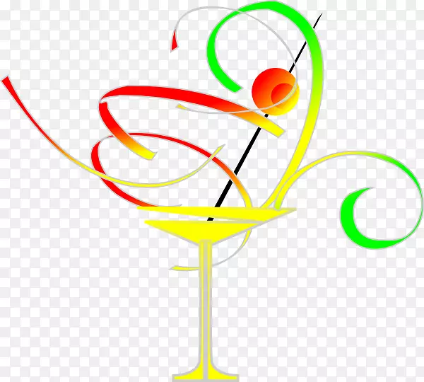 马提尼鸡尾酒玻璃剪辑艺术鸡尾酒