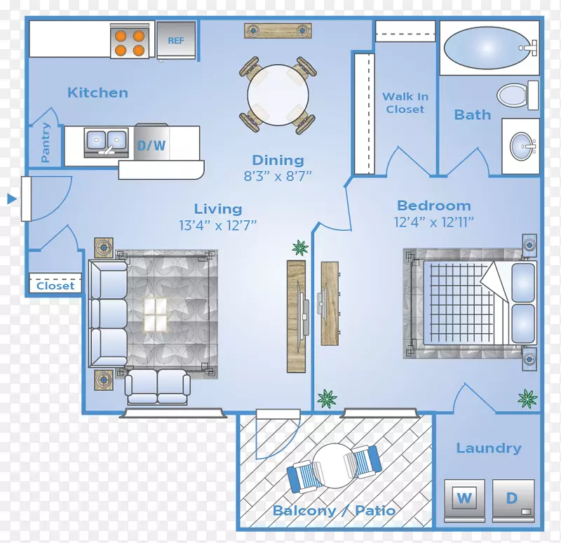 楼面平面图，位于保留区，画有一间扭曲的公寓卧室-公寓。