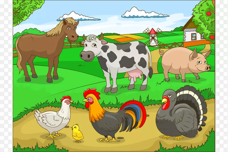 养牛场牲畜-农民传单