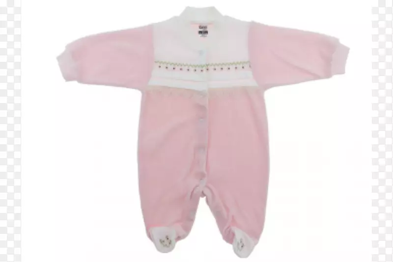 袖子纺织婴儿及幼童一件紧身套装粉红色m-带