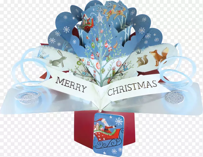 圣诞树弹出广告驯鹿贺卡和便笺卡-圣诞节