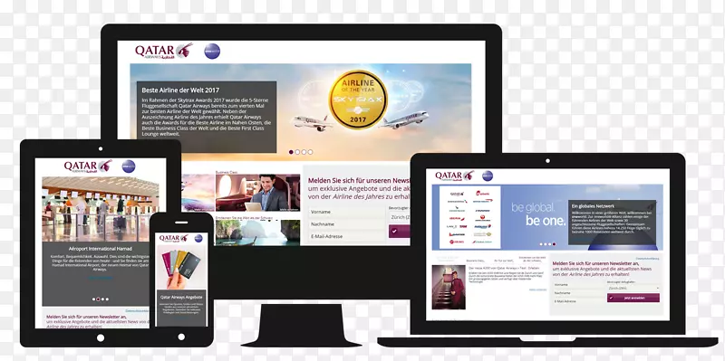 案例研究海报电脑显示器展示广告信息-卡塔尔航空公司