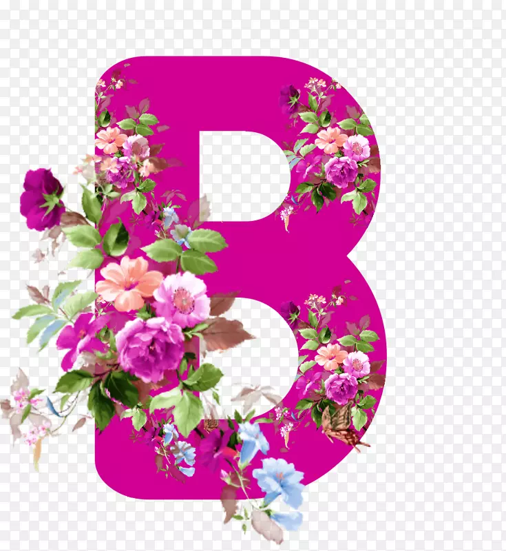 花卉设计花字母表粉红色字母-花
