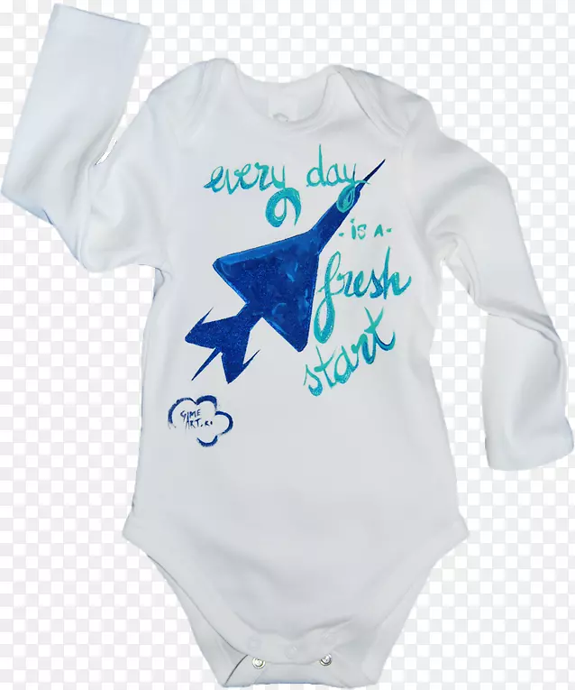婴儿及幼童一件T恤袖蓝色T恤衫