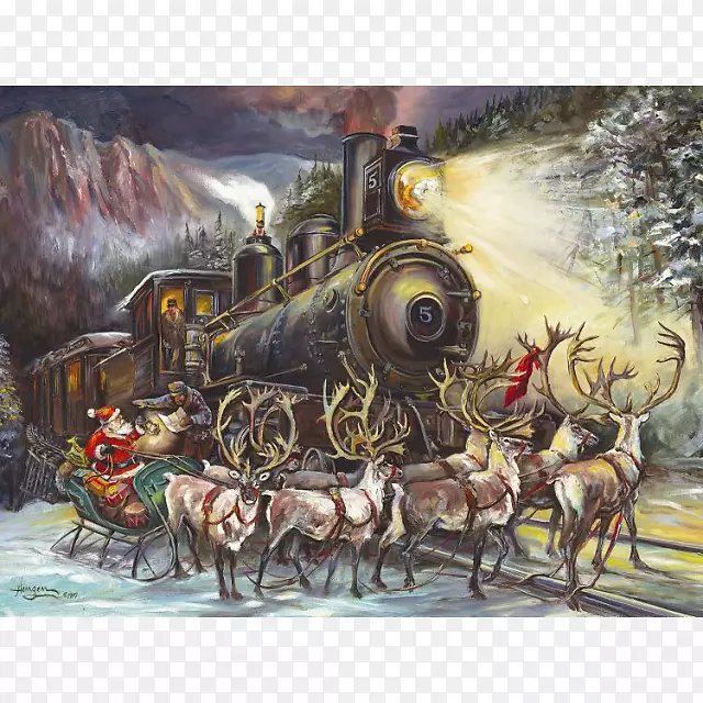 圣诞老人拼图圣诞火车圣诞老人