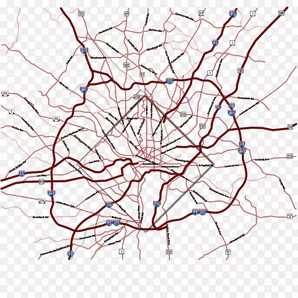 华盛顿都会区华盛顿特区。路线图-道路