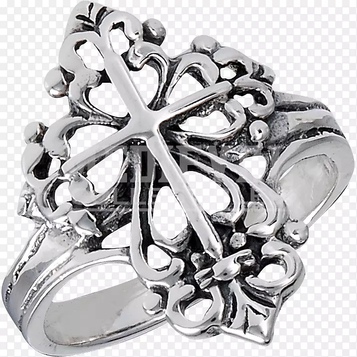 戒指纯银首饰铂金哥特式凯尔特十字