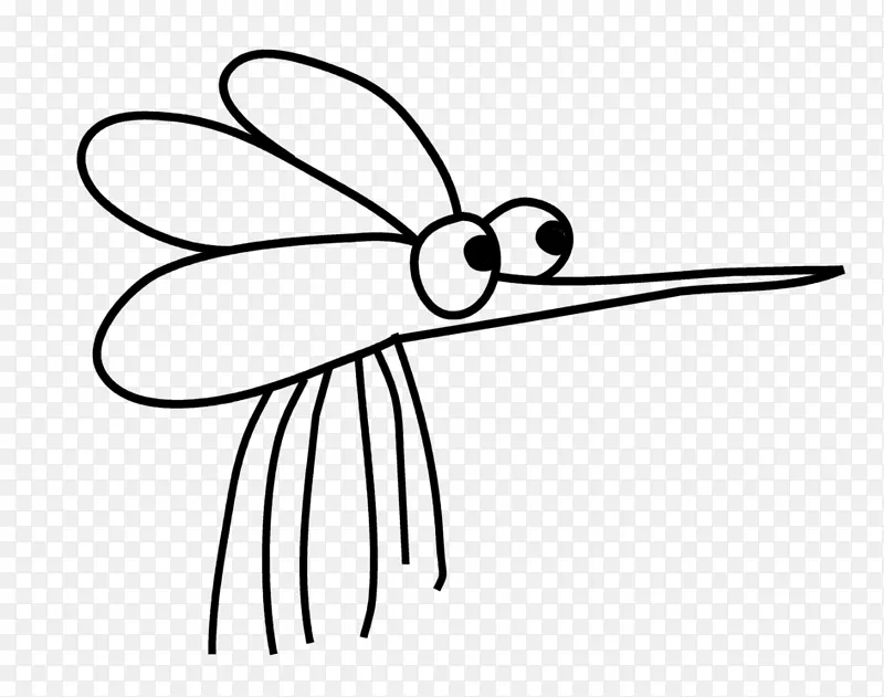 线条艺术昆虫传粉者卡通剪贴画-蚊子