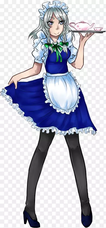 Sakuya Izayoi Touhou项目绘画服装设计-Sakuya Izayoi扇艺术