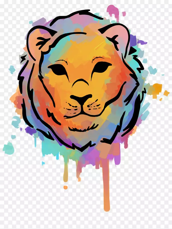 狮子水彩画绘画艺术剪贴画狮子