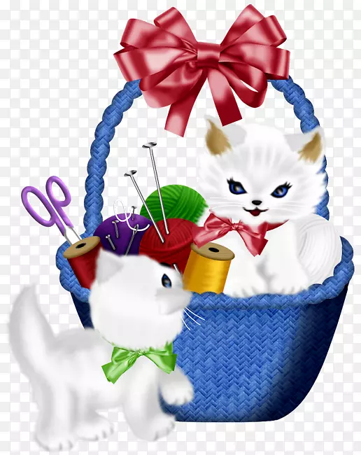 胡须、小猫、食物、礼品篮、圣诞装饰品-小猫